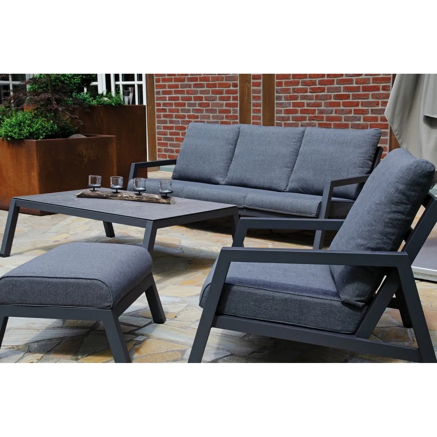 Bild von Natur24 Lounge-Tisch Empire Aluminium Glas Wetterfest Gartenmöbel