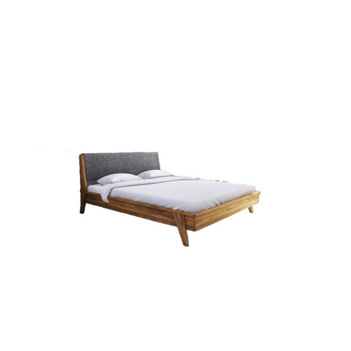 Bild von Natur24 Bett Bett Jetro 1 aus Wildeiche 180x200 mit Polsterkopfteil und Holzbeinen