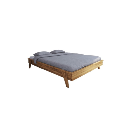 Bild von Natur24 Einzelbett Bett Jetro 3 Wildeiche massiv 160x200cm ohne Kopfteil mit Holzbeinen