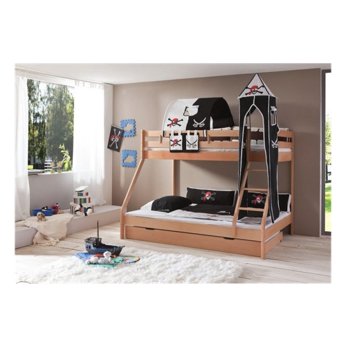 Bild von Natur24 Einzelbett Etagenbett Mike - Buche Natur lackiert 140/90x200 cm