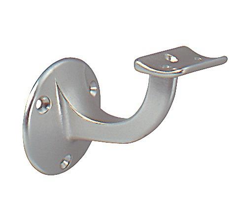Bild von Deni, Türbeschlag + Scharnier, Handlaufträger Aluminium silberfarbig eloxiert Durchmesser Wandplatte 53 mm gewölbte Auflage
