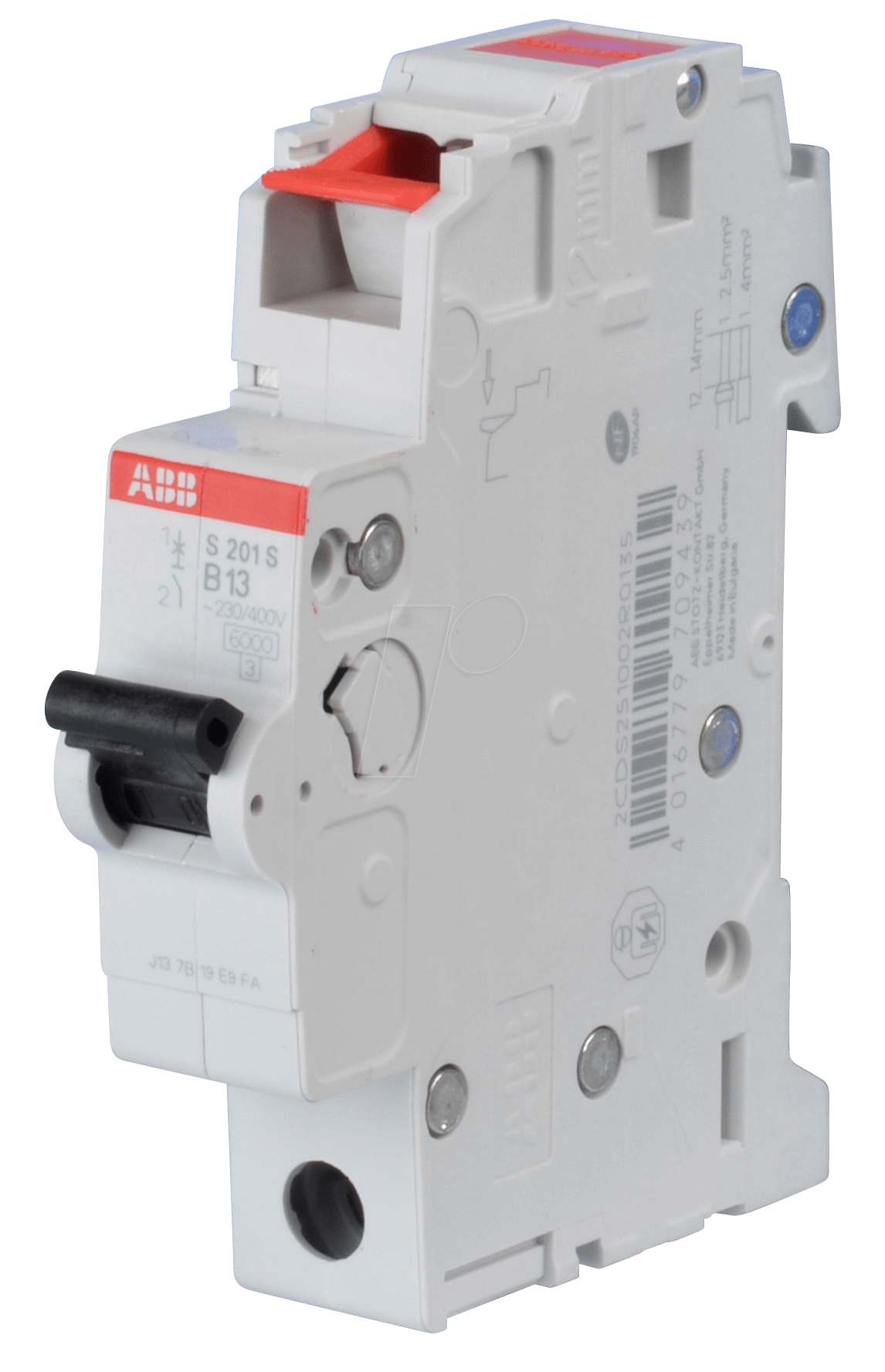 Bild von ABB s201s-b13 B-Type 1P Leitungsschutzschalter (230/400, 50/60 Hz, 13 A, 17,5 mm, 69 mm, 88 mm)
