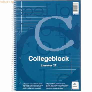 Bild von 5 x Herlitz Spiralblock A4 liniert 60 g/qm Rand beidseitig 80 Blatt