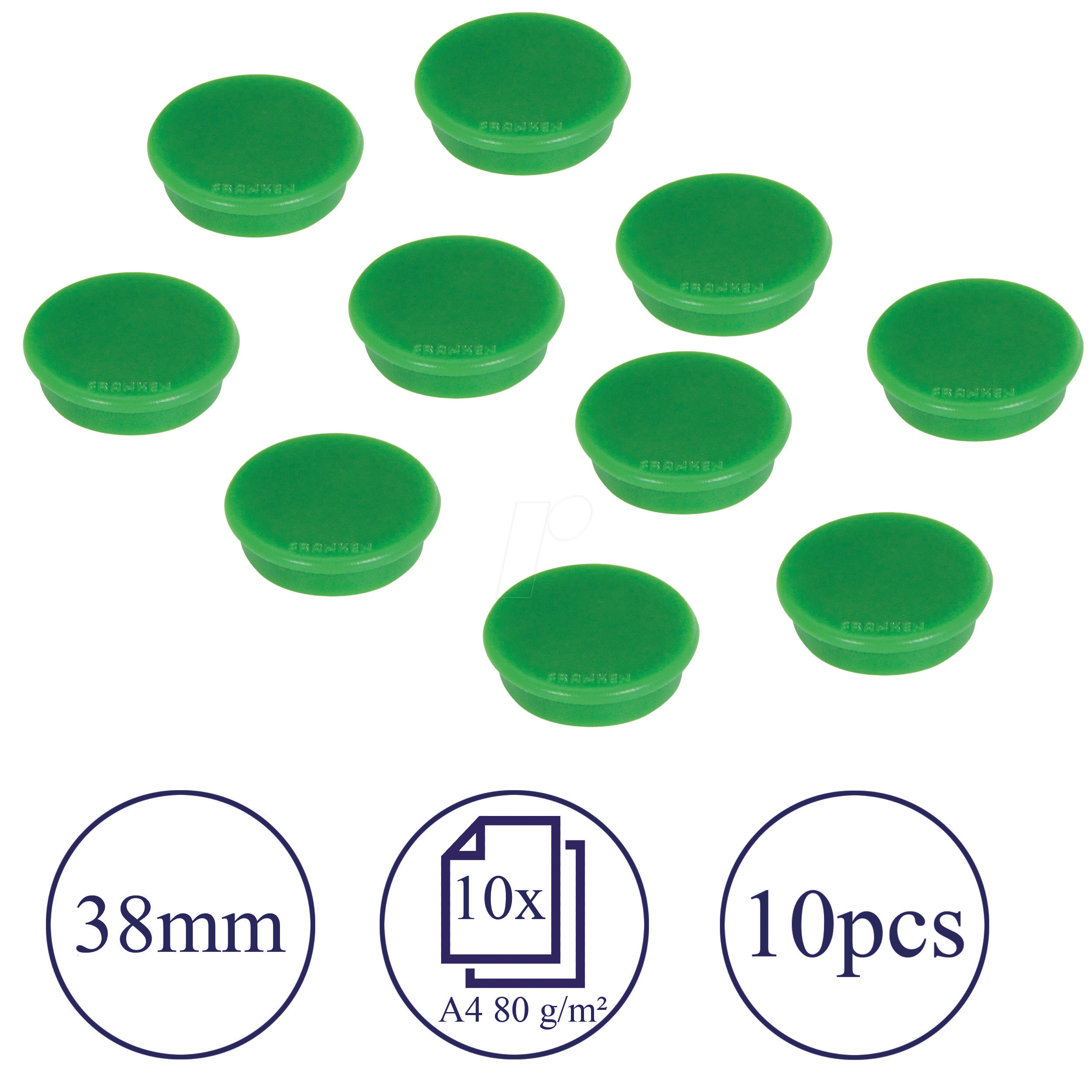 Bild von FRANKEN Haftmagnet, Haftkraft: 1.500 g, Durchm. 38 mm, grün