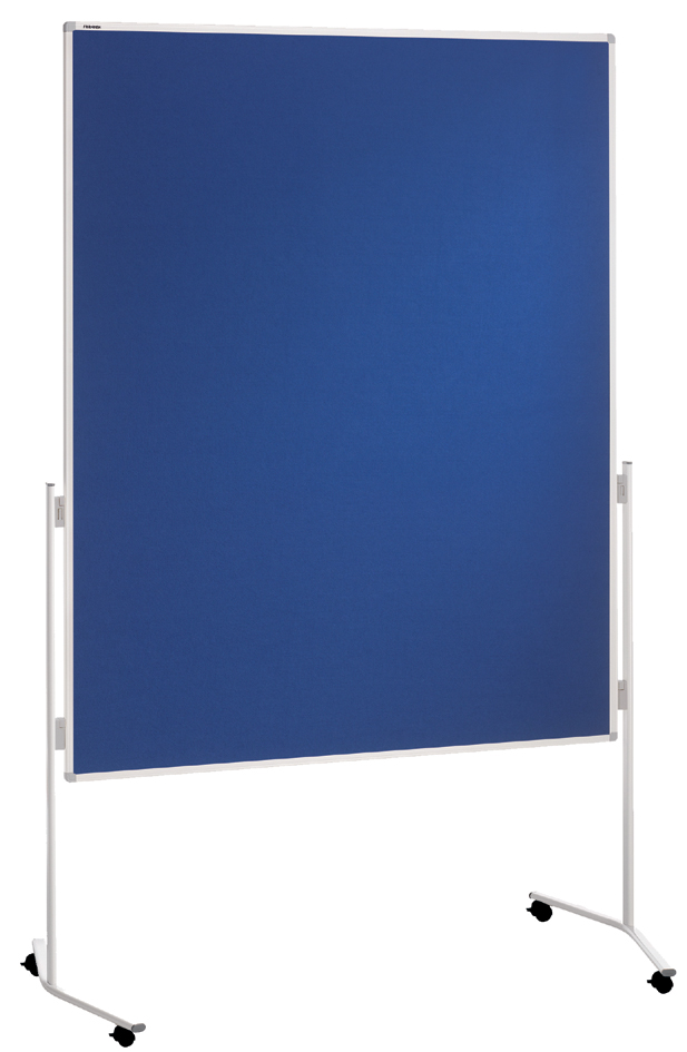 Bild von FRANKEN Moderationstafel ECO, doppelseitig, pinnbar, 120 x 150 cm, blau/Filz, einteilig, Pinnwand mit Standbeinen und Rollen, ECO-UMTF03R