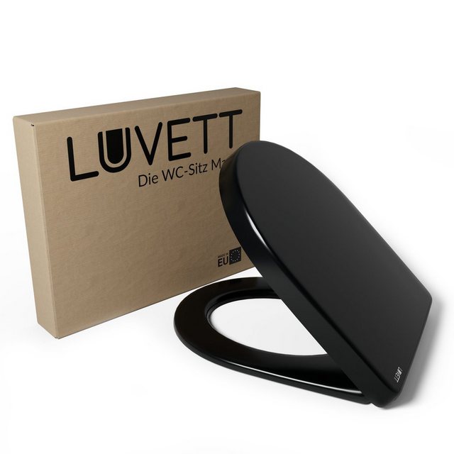 Bild von LUVETT WC-Sitz D-Form universal D140 (Inklusive 3 Befestigungsarten), mit Original SoftClose® Absenkautomatik, Duroplast, WrapOver