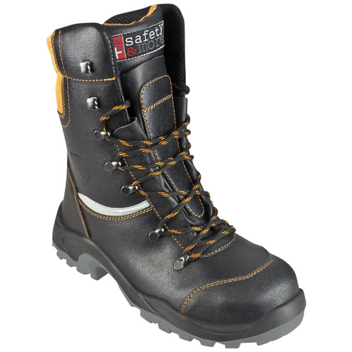 Bild von safety and more Schnittschutz-Stiefel, schwarz/orange, Leder/Polyester - Größe 43