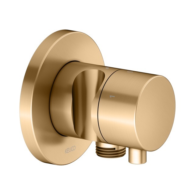 Bild von KEUCO IXMO Umstellventil UP 3 Verbraucher, Schlauchanschluss, Comfort Griff und Brausehalter, mit Absperrung, Rosette rund, 59549251201, Farbe: messing gebürstet