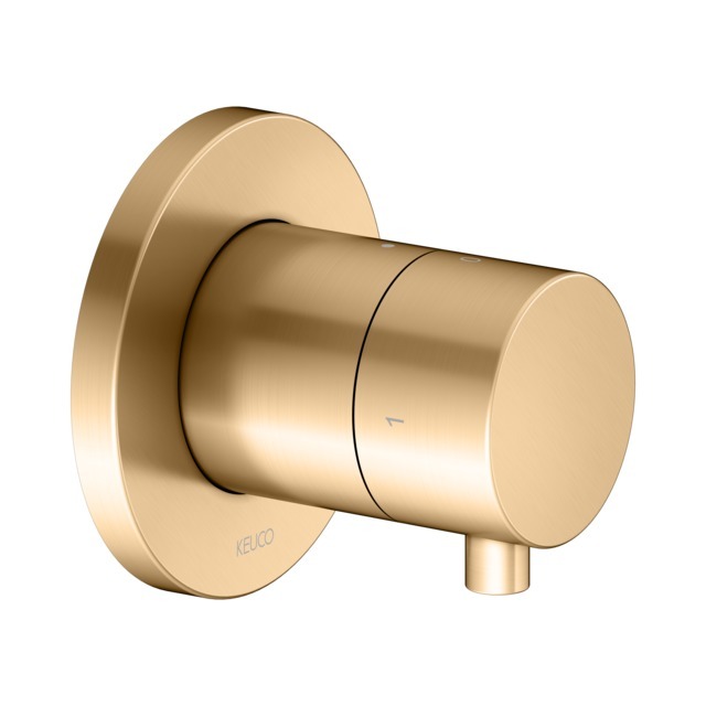 Bild von KEUCO IXMO Umstellventil Unterputz für 2 Verbraucher mit Comfort Griff, mit Absperrung, Rosette rund, 59557251001, Farbe: messing gebürstet