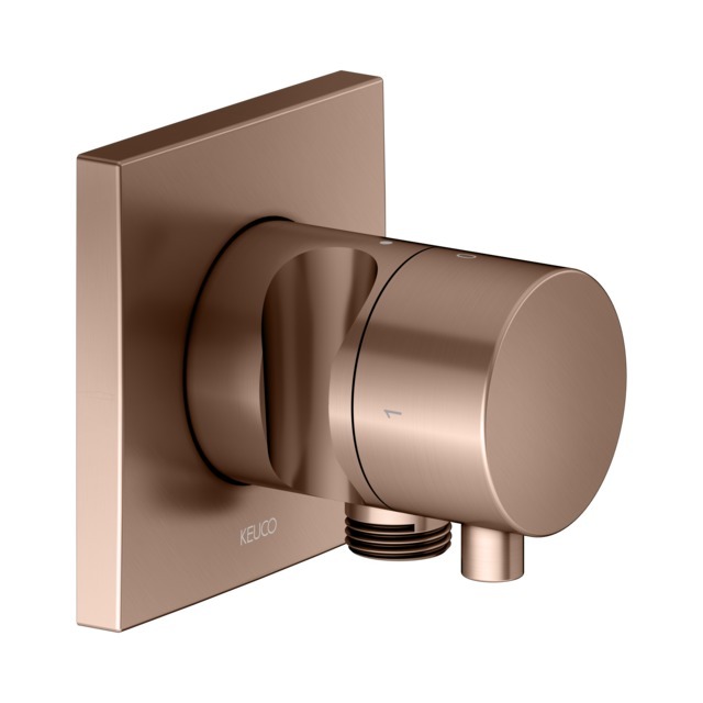 Bild von KEUCO IXMO Umstellventil UP 2 Verbraucher, Schlauchanschluss, Comfort Griff und Brausehalter, mit Absperrung, Rosette eckig, 59557291202, Farbe: rotgold gebürstet