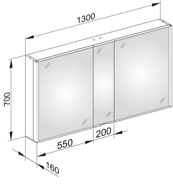Bild von Keuco Spiegelschrank Royal Match (Badezimmerspiegelschrank mit Beleuchtung LED) dimmbare LEDS, mit Aluminium-Korpus, mit 2 Türen, 130x70x16 cm