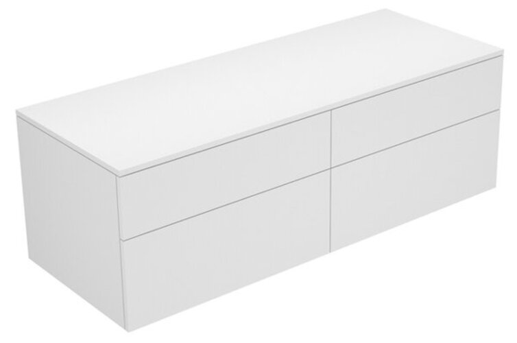 Bild von Keuco Edition 400 Sideboard 31767, 4 Auszüge, 1400 x 472 x 535 mm, Korpus/Front: Weiß Struckturlack / Weiß Glas glanz