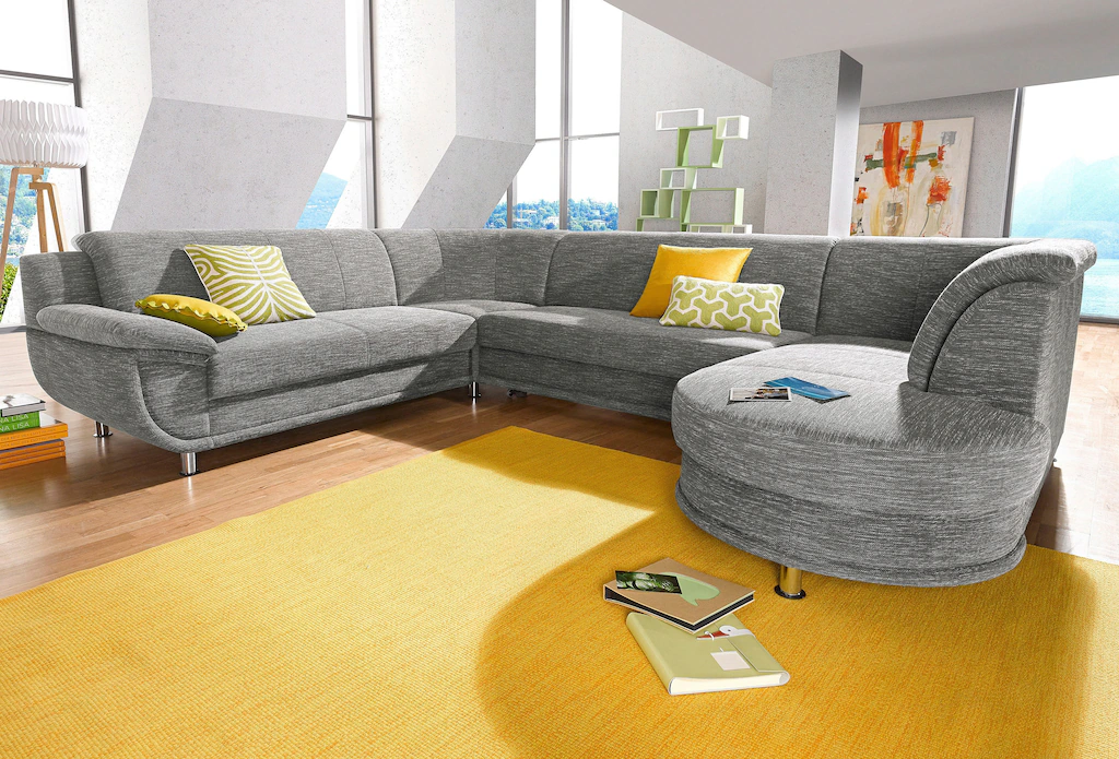 Bild von TRENDMANUFAKTUR Wohnlandschaft "Rondo, U-Form", inkl.Federkern, wahlweise mit Bettfunktion