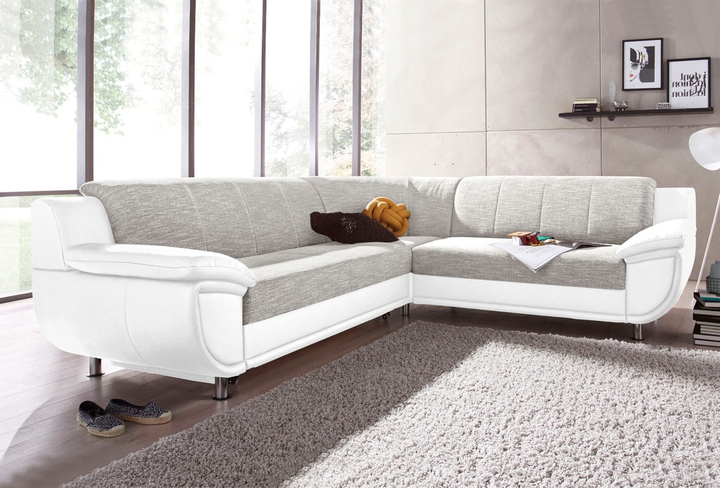 Bild von TRENDMANUFAKTUR Ecksofa "Rondo 3, zeitlos und modern, im Materialmix, L-Form", wahlweise Federkern für hohen Sitzkomfort, wahlweise Bettfunktion
