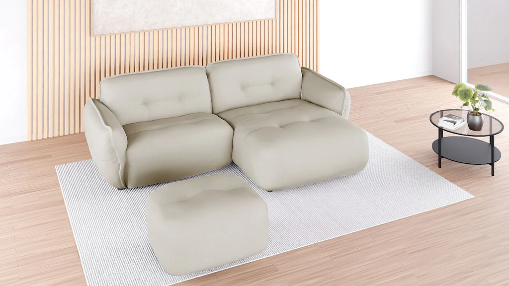 Bild von BETYPE Polsterhocker "Be Fluffy", softer Sitzkomfort, moderner Kedernaht, hochwertiger Bezugsstoff