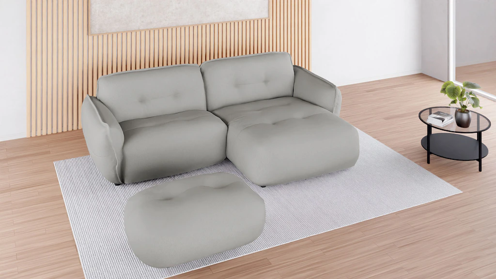 Bild von BETYPE Polsterhocker "Be Fluffy", softer Sitzkomfort, moderner Kedernaht, hochwertiger Bezugsstoff