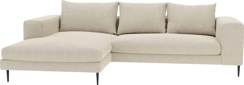 Bild von INOSIGN Ecksofa "Aurora, L-Form, mit extra breiter Recamiere, 324 x 170 cm (BxT)", Designsofa mit tollem Sitzkomfort, extra hohe Metallfüße schwarz