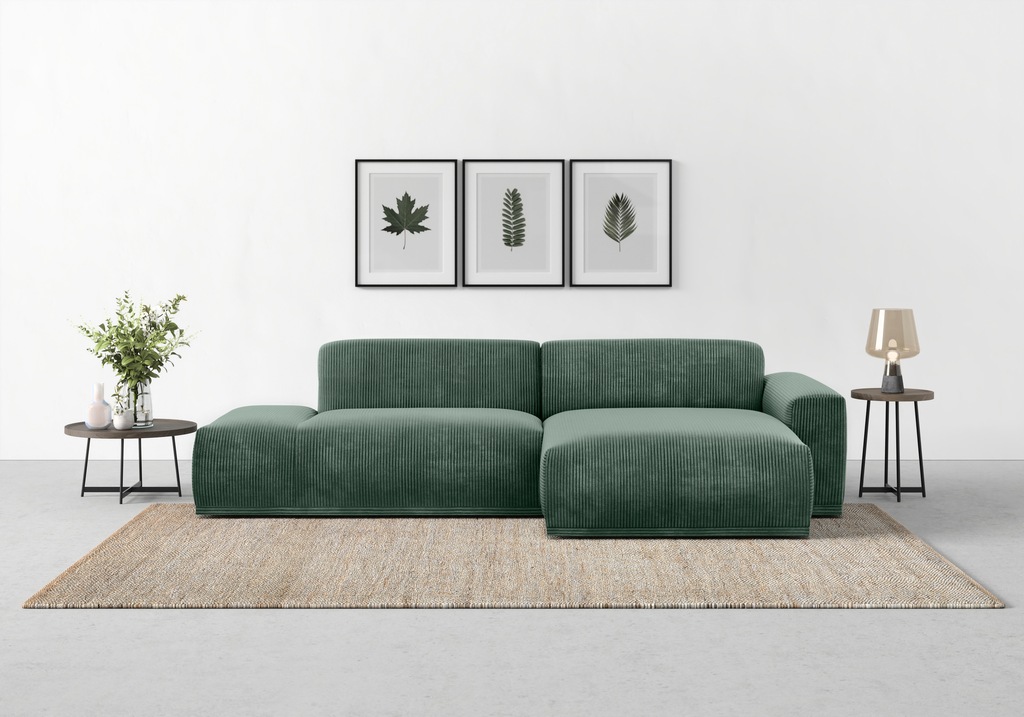 Bild von TRENDMANUFAKTUR Ecksofa "Braga, mit hochwertigem Kaltschaum, L-Form, in Cord erhältlich", (2 St.), modernes Sofa, Couch mit hohem Sitzkomfort, 275/72/160 cm (B/H/T)