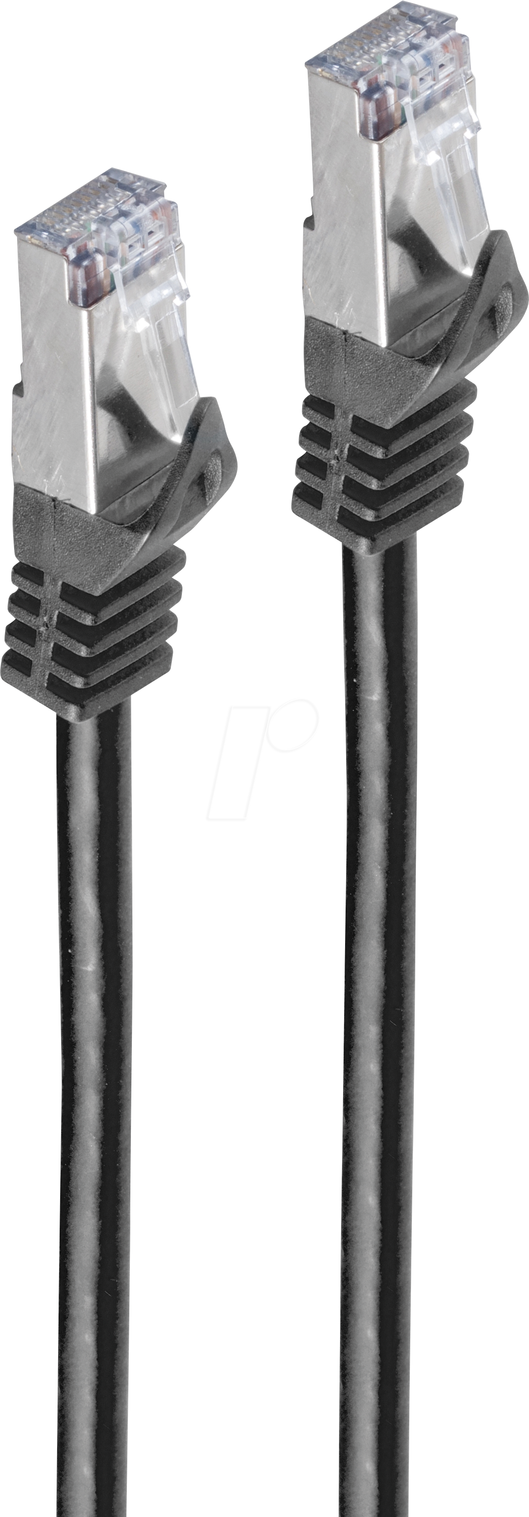Bild von 5.00m ShiverPeaks Cat. 7 Rohkabel Patchkabel S/FTP PiMF RJ45 Stecker auf RJ45 Stecker Schwarz halogenfrei / vergoldet