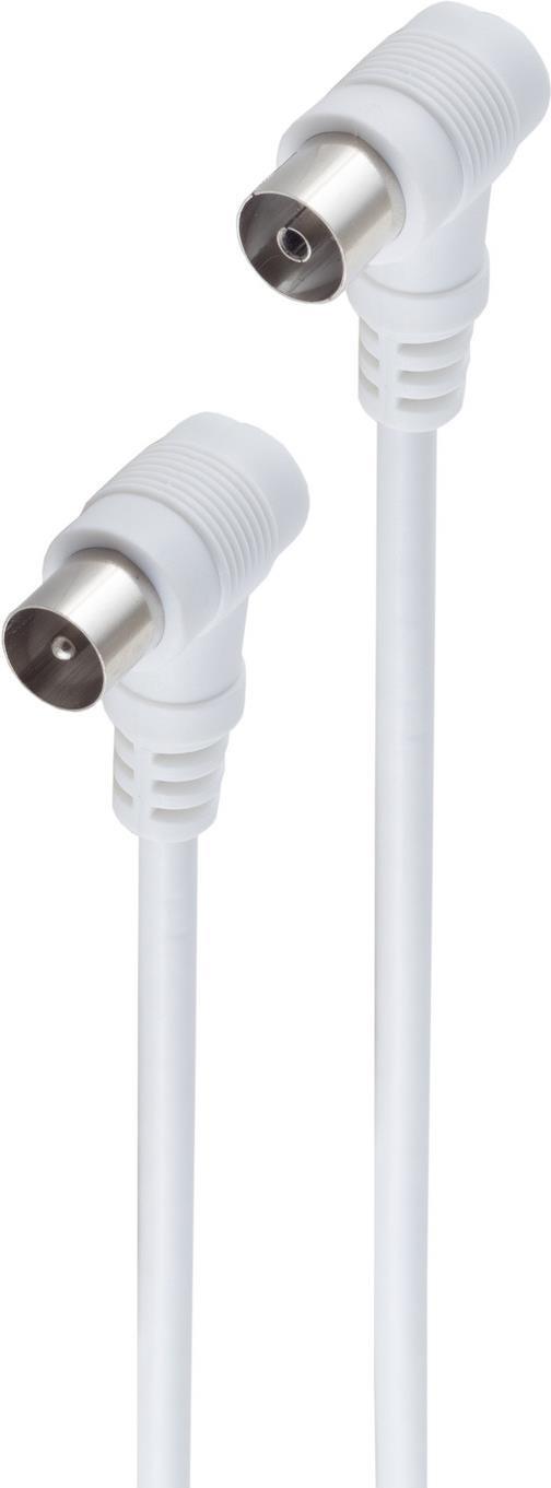 Bild von shiverpeaks ®-BASIC-S--Antennenkabel, 100% geschirmt, Koax-Stecker Winkel auf Koax-Kupplung Winkel, BK-tauglich, > 80 dB, weiß, 5,0m (BS80085-32)