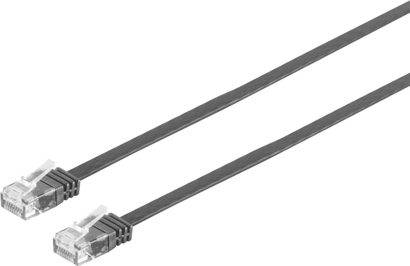 Bild von Shiverpeaks Netzwerkkabel-Patchkabel-Flachkabel, Flat U/UTP cat. 6, slim, schwarz, 10,0m (75720-SLS)