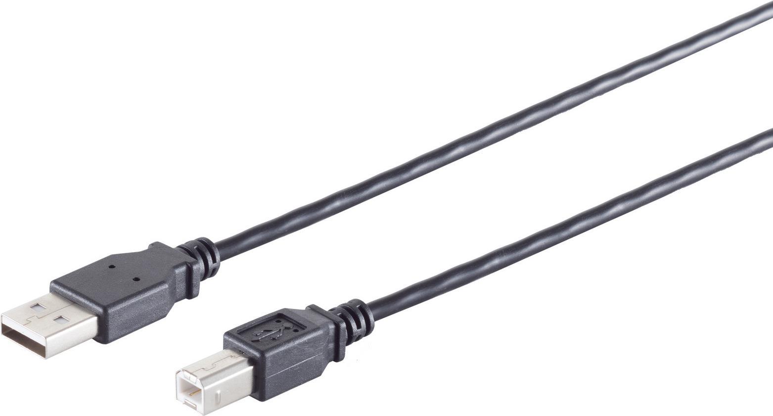 Bild von Shiverpeaks S/CONN maximum connectivity USB High Speed 2.0 Kabel, A/B Stecker, USB 2.0, schwarz, 0,25m (0.25 m, USB 2.0), USB Kabel