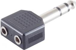 Bild von Shiverpeaks -BASIC-S--Adapter, Klinkenstecker Stereo 6,3mm auf 2 Klinkenkupplung Stereo 3,5 mm (Klinkenadapter), Audio Adapter, Schwarz, Silber