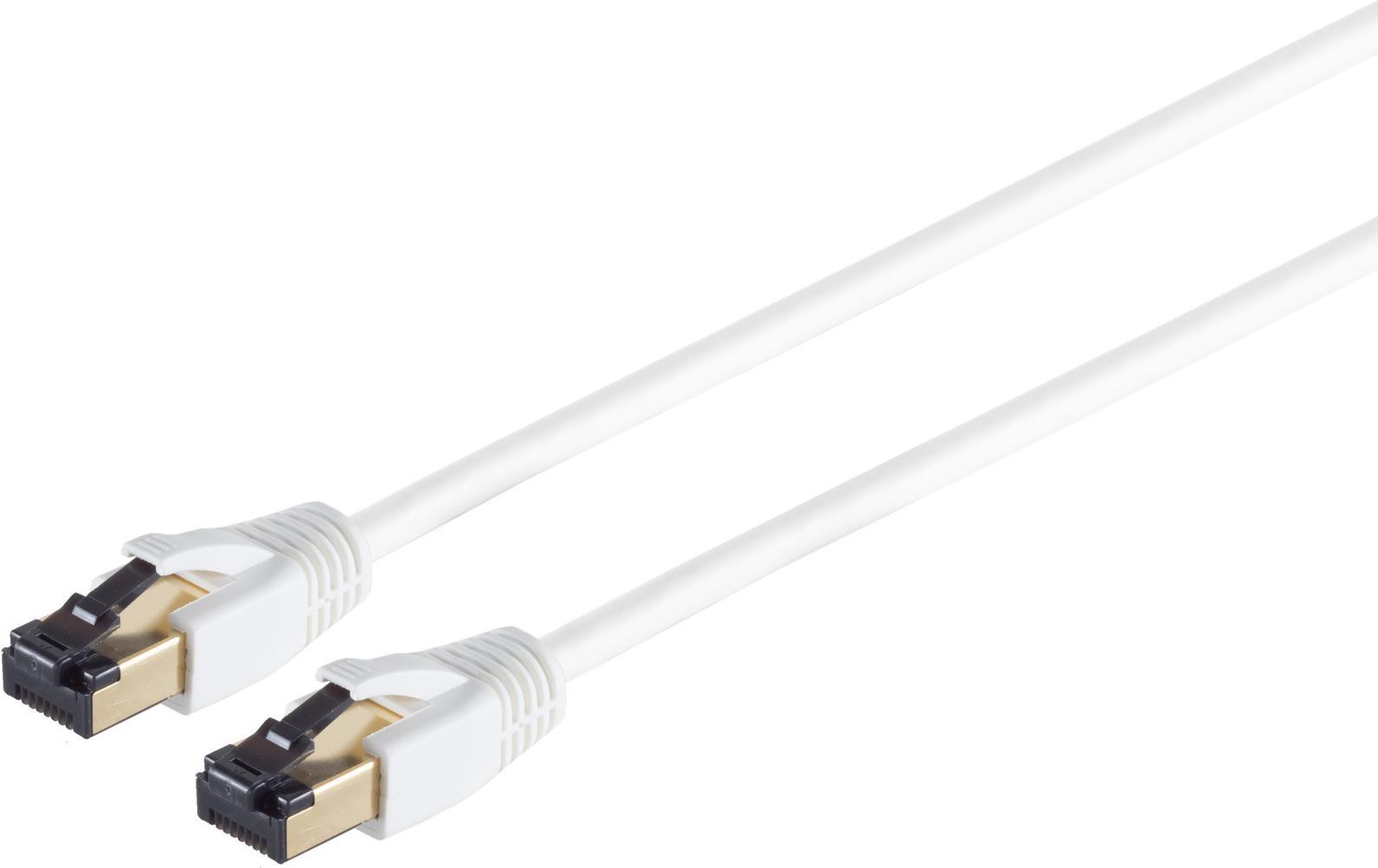 Bild von Helos Patchkabel F/FTP Cat 8.1 weiß 5,0m -Twisted Pair, doppelt geschirmt, 4 x 2 x AWG 26 - Vollkupfer Patchkabel mit Knick- und Rastnasenschutz - vergoldete Stecker (50µ) - PimF geschirmte Cat 8.1 Kabel, halogenfrei - 25Gbase-T/ 40Gbase-T - LSZH-Mantel - 1:1 Belegung nach EIA/TIA 568B (08-41056)