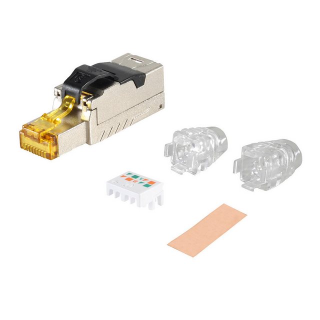Bild von Kabelverbinder-Sortiment CAT 8.1 RJ45 Stecker, STP geschirmt, zur werkzeugfreien Montage mit