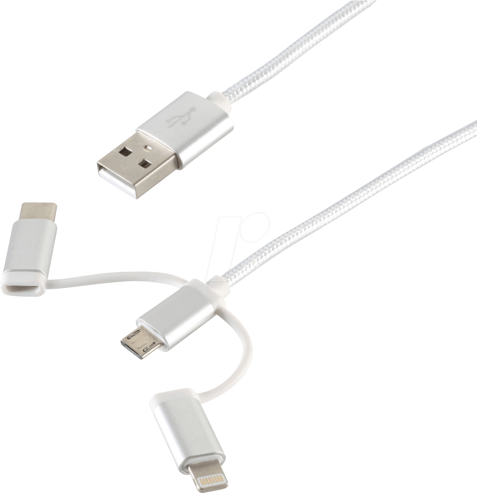 Bild von Shiverpeaks BS14-50067 USB Kabel 1 m USB A USB C/Micro-USB B/Lightning Weiss (1 m), USB Kabel