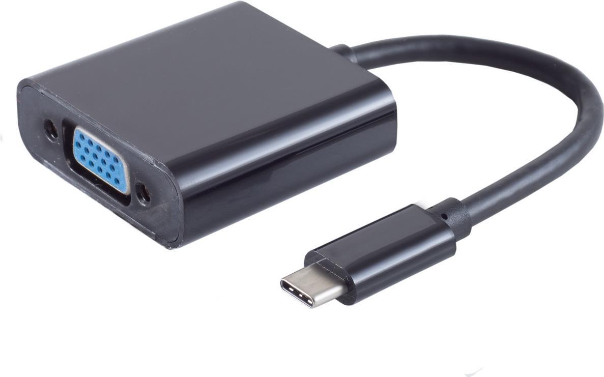 Bild von S-Conn S-Conn 14-05006 USB C VGA (D-Sub) Schwarz Videokabel-Adapter (VGA), Video Kabel