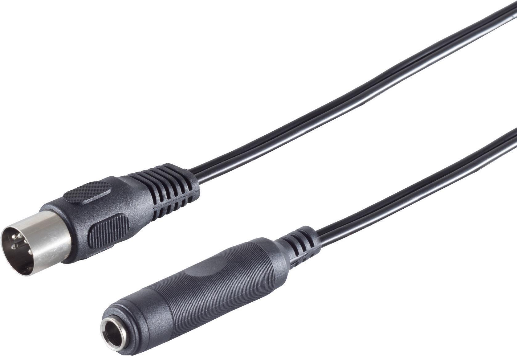 Bild von S/CONN maximum connectivity Diodenkabel-DIN-Klinke-Diodenstecker 5-pol. auf Klinkenkupplung 3-pol. 6,3mm, 0,2m (30101)