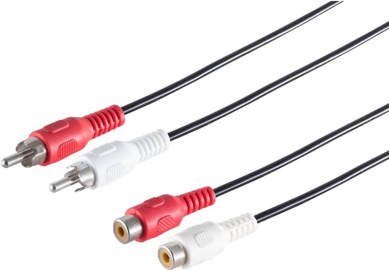 Bild von S-Conn Male 2 x RCA/2 x RCA-Audio-Kabel, 5 m, 2 x RCA, 2 x RCA, männlich oder weiblich, Nickel, schwarz, rot, weiß