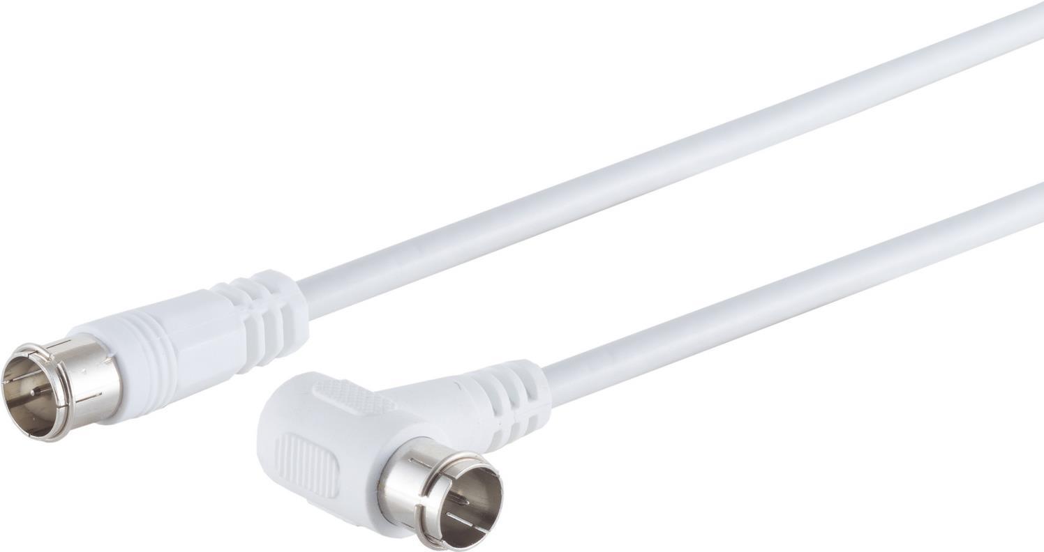 Bild von S/CONN maximum connectivity Sat-Anschlußkabel, F-Quick Winkel-Stecker - F-Quick-Stecker, Central Pin, 100% geschirmt, > 100 dB, weiß, 1,5m (80112-128)