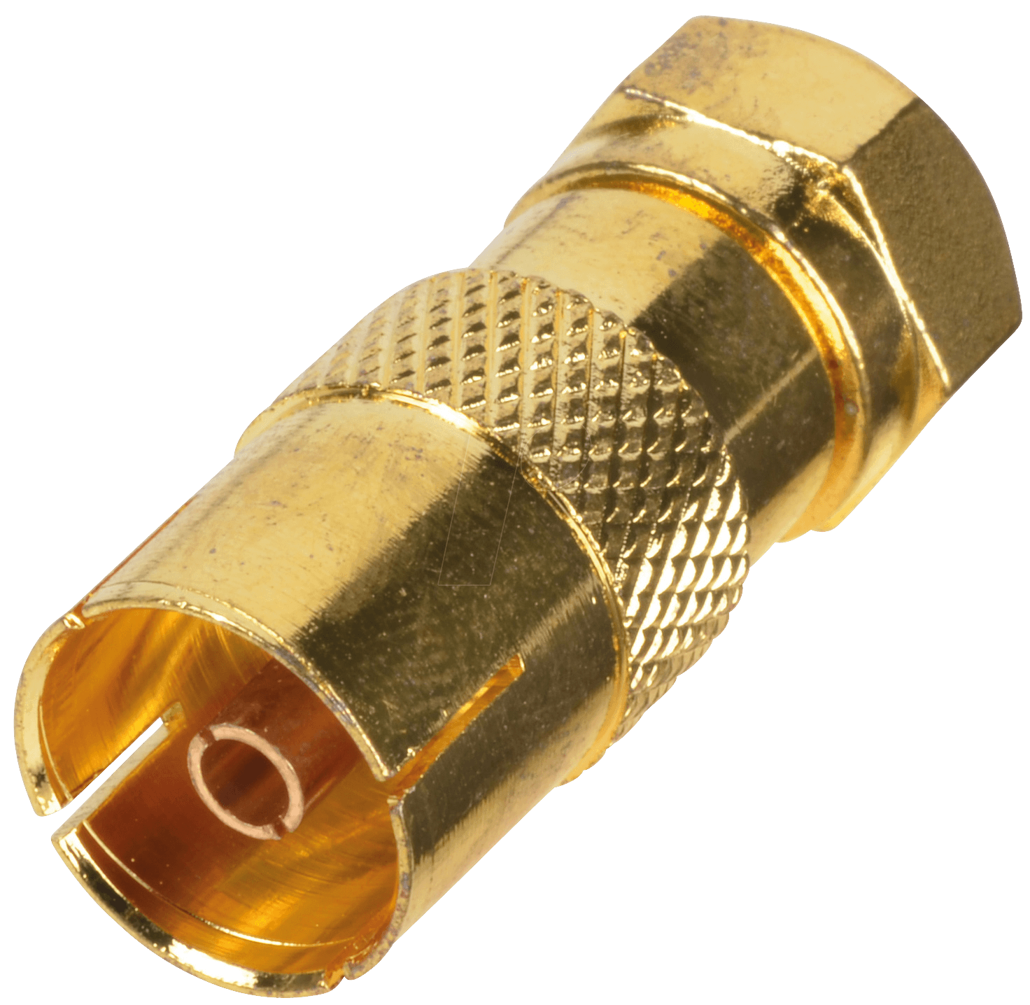 Bild von S/CONN maximum connectivity® Koax-Kabelverbinder IEC-Buchse auf F-Stecker, vergoldet