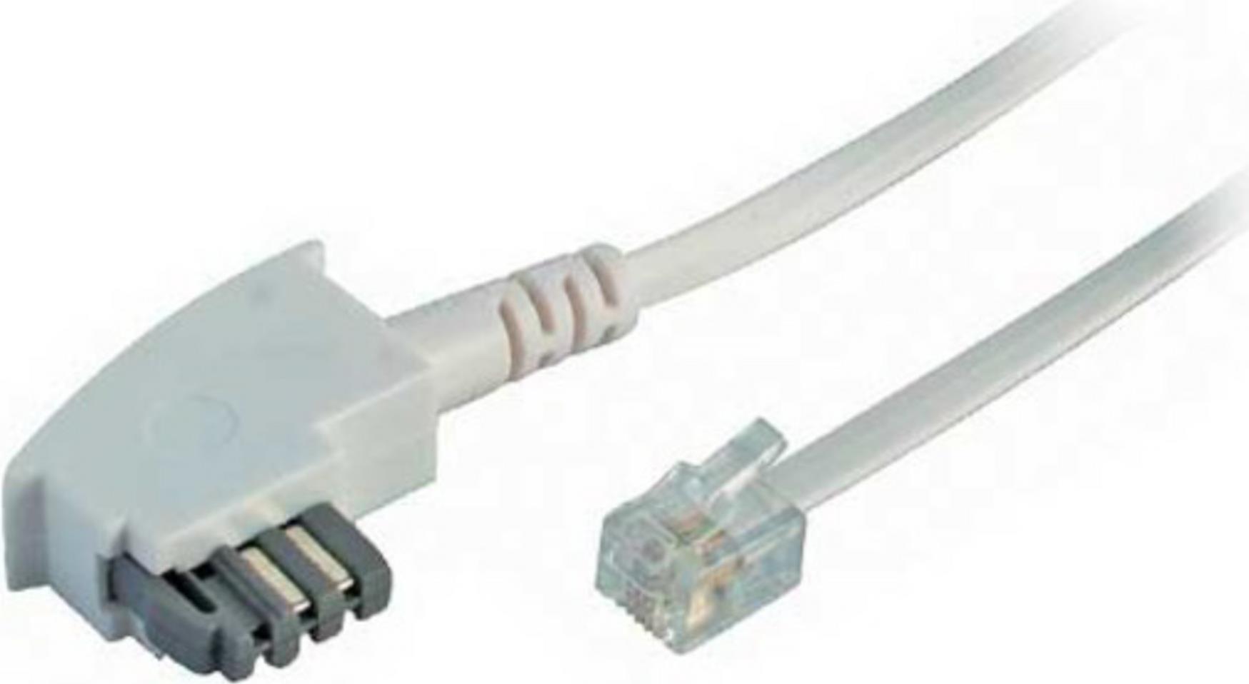 Bild von S-Impuls - Telefonkabel - TAE-N (M) bis RJ-11 (6-polig) (M) - 3 m - flach - weiß (70113W)