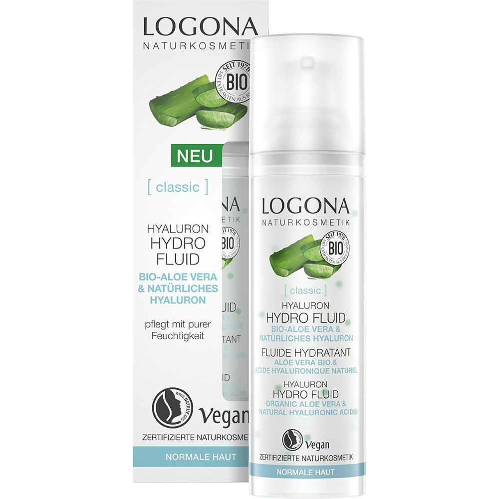 Bild von Hyaluron Serum von LOGONA Naturkosmetik mit hochkonzentrierter Bio Aloe Vera und Hyaluronsäure, Hydro Fluid spendet dem Gesicht intensive Feuchtigkeit, Natürliche & Vegane Gesichtspflege, 30ml