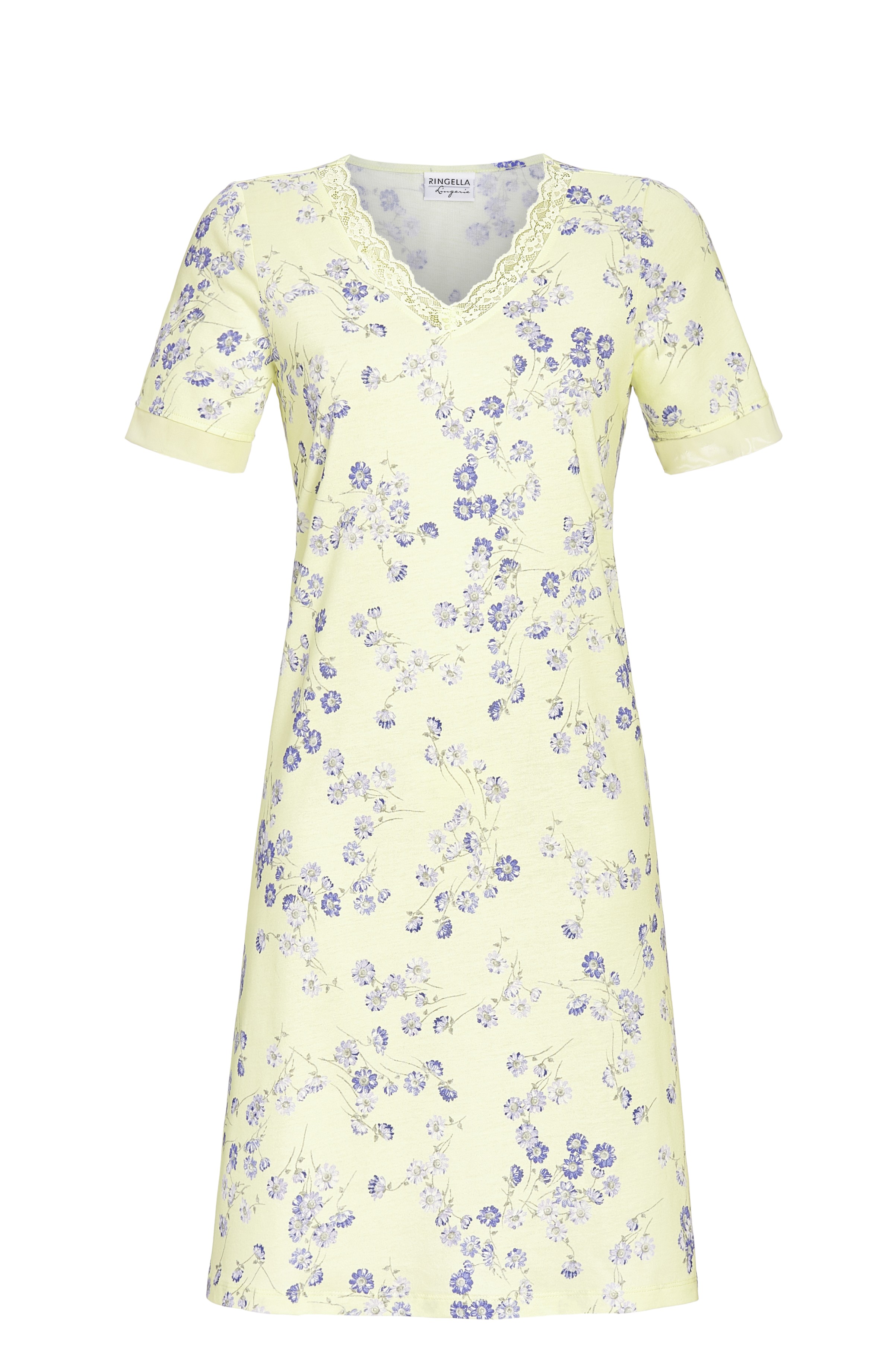 Bild von Sleepshirt mit Blumenprint und Spitzenbesatz