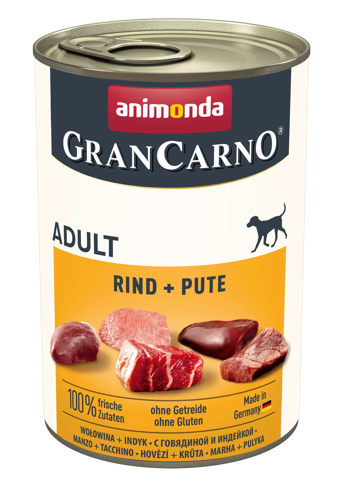 Bild von animonda Gran Carno adult Hundefutter, Nassfutter für erwachsene Hunde, Rind + Pute, 6 x 400 g