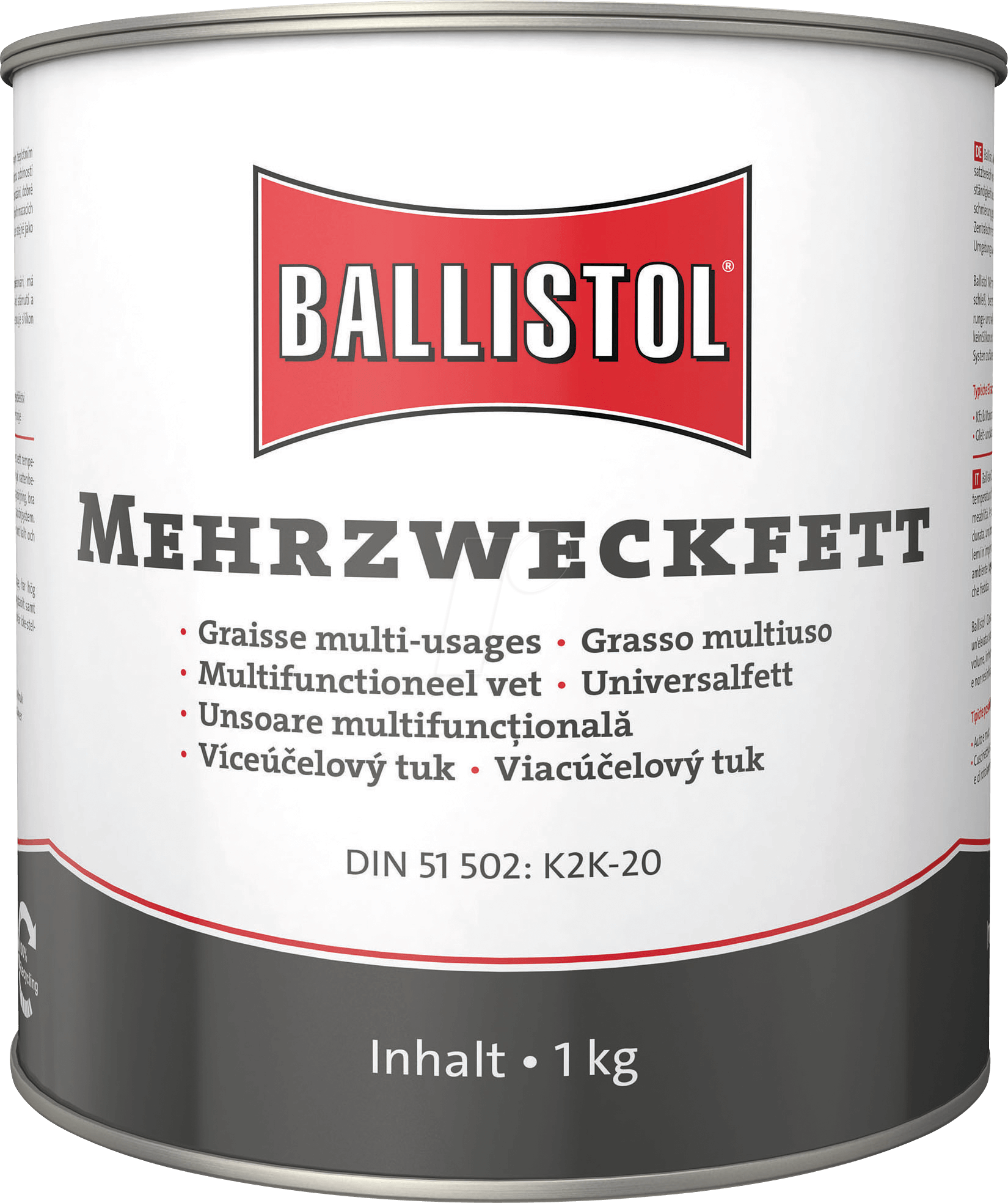 Bild von BALLISTOL 25351 Mehrzweckfett 1kg Eimer – Wasserbeständiges Universalfett – Gleitlager-Abdichtung, KFZ-Schmierung