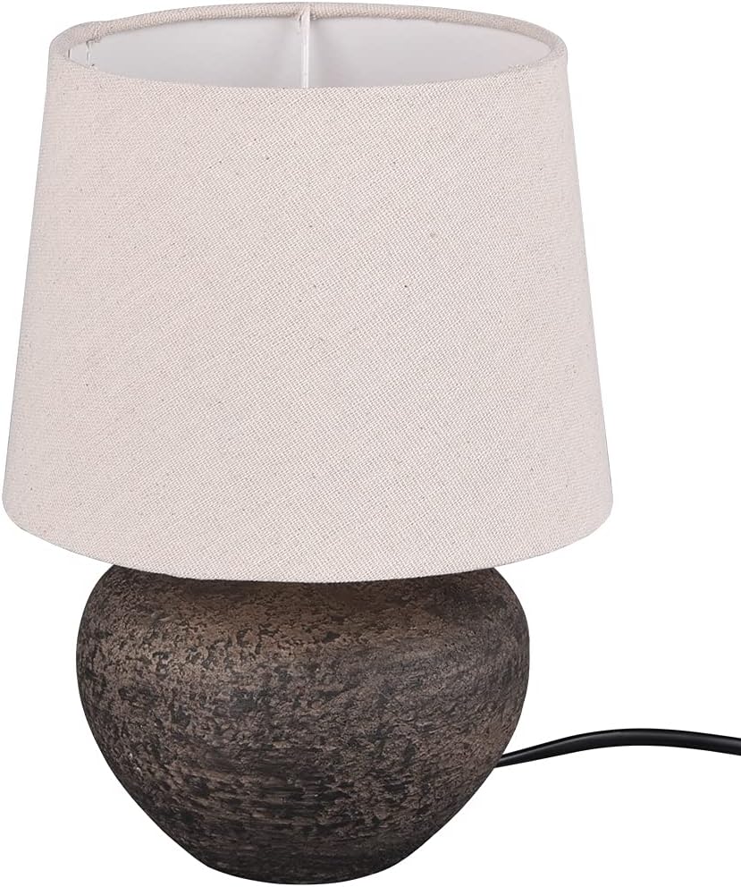 Bild von Reality Leuchten Tischleuchte Lou R50963844, Keramik Braun, Stoffschirm Beige, exkl. 1x E27, Höhe 38cm