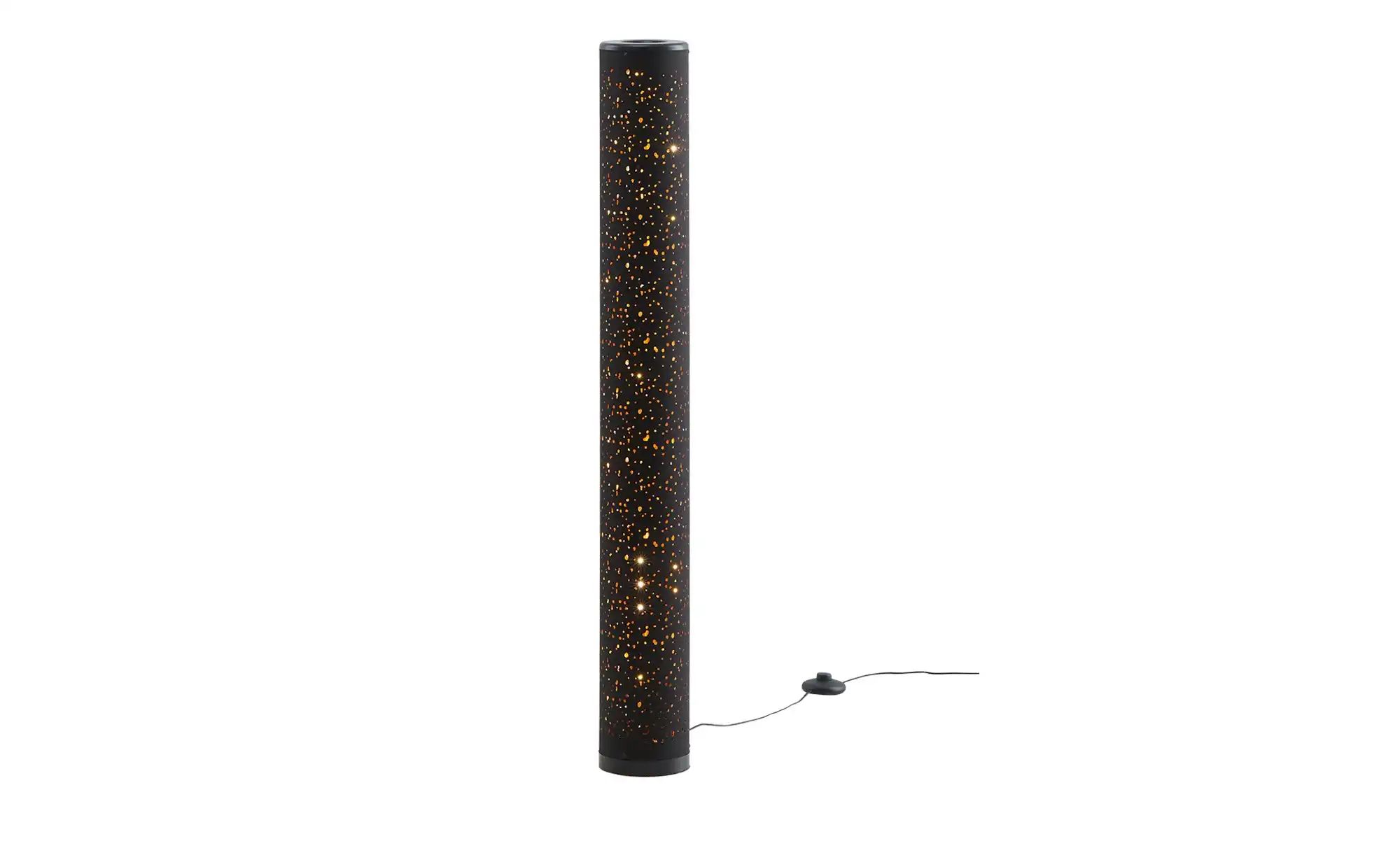 Bild von LED-Stehleuchte, 1-flammig, Stoff schwarz/gold ¦ schwarz ¦ Maße (cm): H: 103  Ø: 13 Lampen & Leuchten > Stehlampen - Höffner