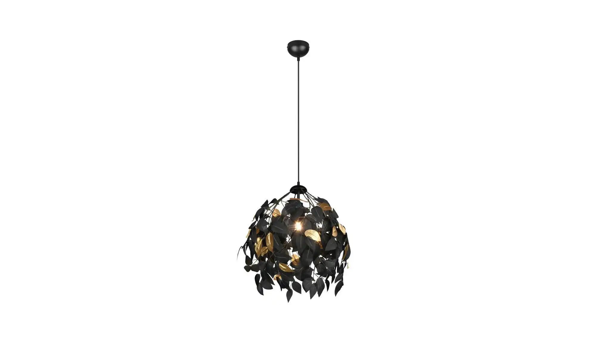 Bild von Reality Leuchten RL LIVE YOUR LIGHT Pendelleuchte Leavy R10461932, Metall schwarz, Schirm Kunststoff schwarz/goldfarbig, exkl. 1x E27