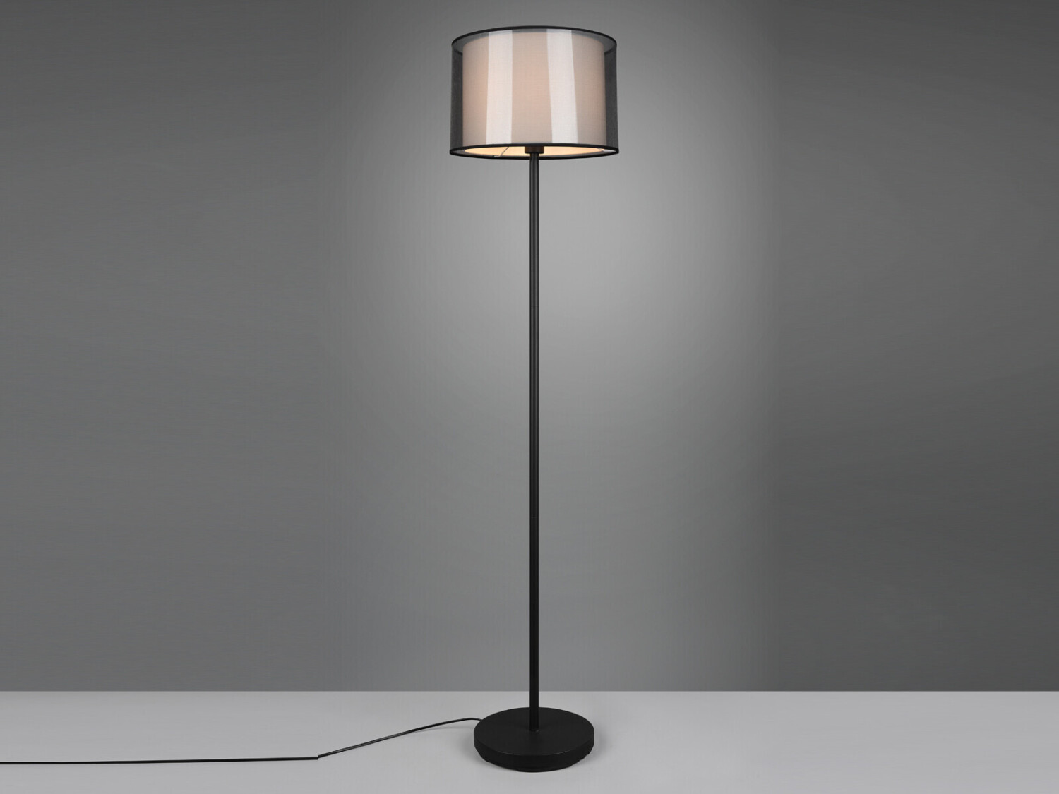 Bild von TRIO Leuchten Deckenfluter, Stehlampe Deckenfluter Stehleuchte Organza Wohnzimmerlampe schwarz