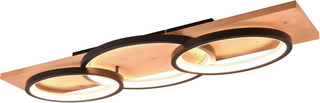 Bild von TRIO Leuchten LED Deckenleuchte BARCA, dimmbare Deckenlampe aus Holz & Metall mit indirektem Licht, Dimmfunktion, mehrere Helligkeitsstufen, LED fest integriert, Warmweiß, LED warmweiß & 4700 Lumen, für Wand- und Deckenmontage, 3 Dimmstufen
