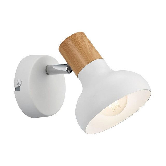 Bild von Reality Leuchten Wandleuchte LATIKA, 1-flammig, Braun, Weiß matt, Metall, ohne Leuchtmittel, Verstellbar, B 12 x H 17 x T 10 cm