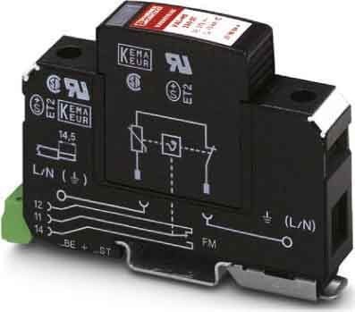 Bild von PHOENIX CONTACT VAL-MS 60/FM Überspannungsableiter mit Basiselement mit Fernanzeigekontakt und Schutzstecker mit Hochleistungsfähigem Varistor, 1-Kanal