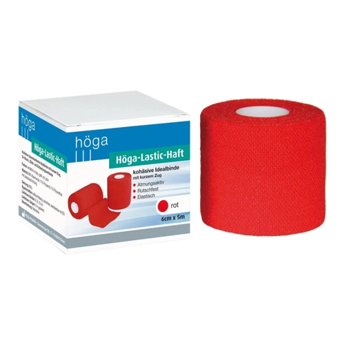 Bild von HÖGA LASTIC haft Binde 6 cm x 5 m rot