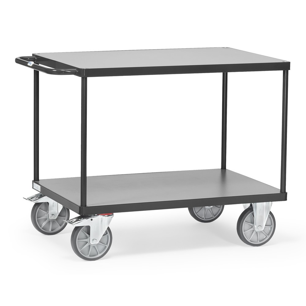 Bild von fetra® Schwerer Tisch- und Montagewagen, 2 Etagen à 600 x 1.000 mm, anthrazitgrau
