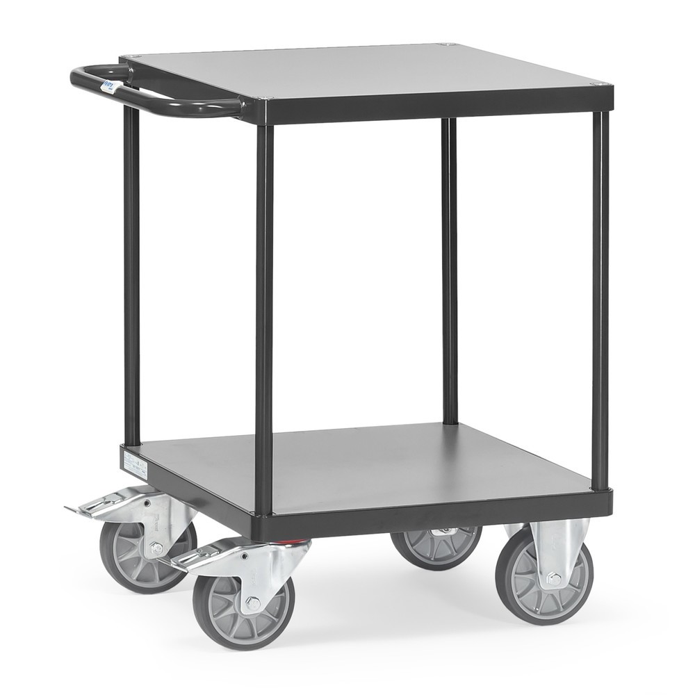Bild von fetra® Schwerer Tisch- und Montagewagen, 2 Etagen à 600 x 600 mm, anthrazitgrau